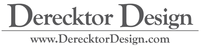 Derecktor Design logo with website called out below the logo "www.DerecktorDesign.com"