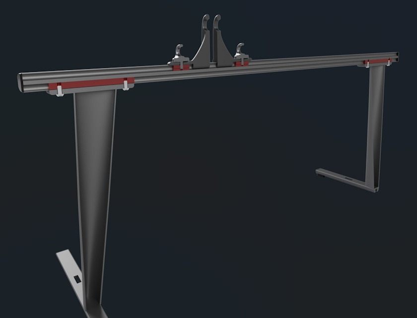 TracRac crossbar rendering against a dark background