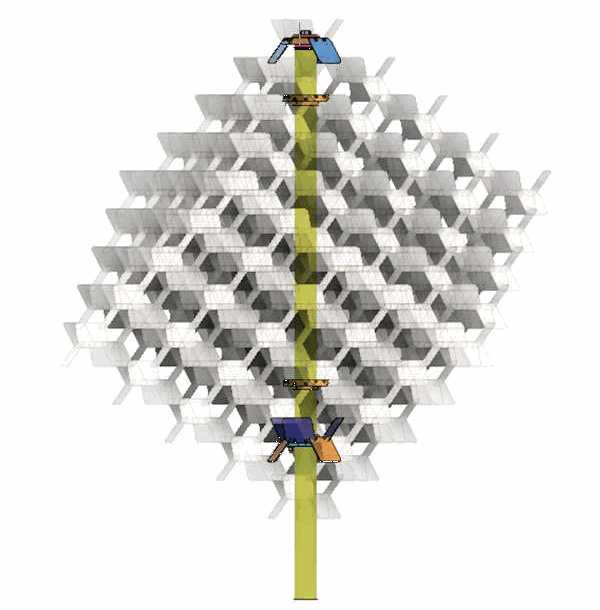 Transparent rendering showing the pole mounting structure/assembly.