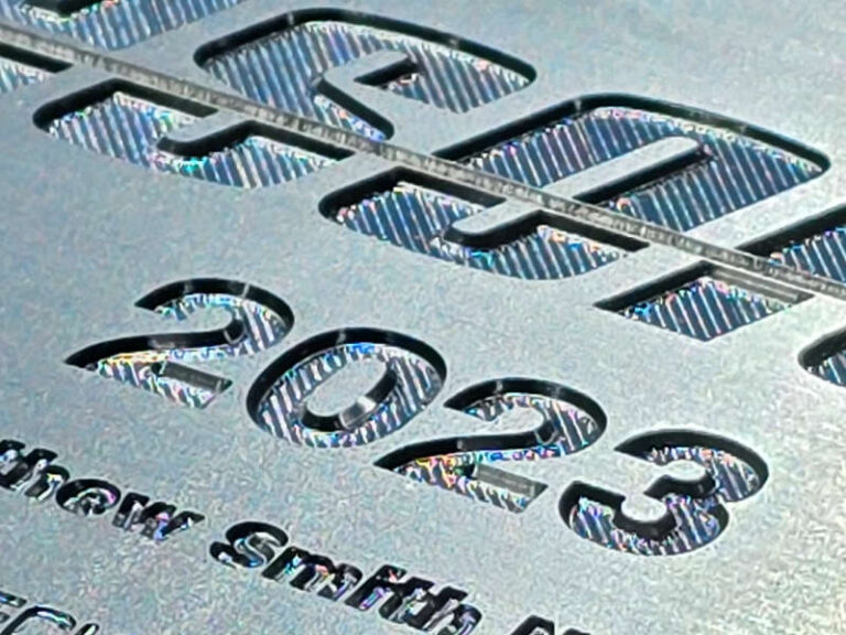 Close up of Placard with cross-hatch pattern