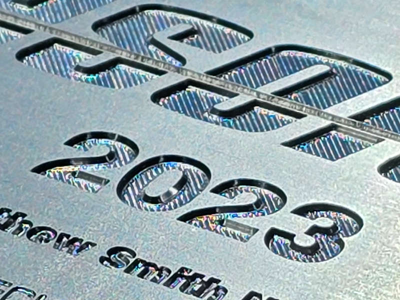 Close up of Placard with cross-hatch pattern